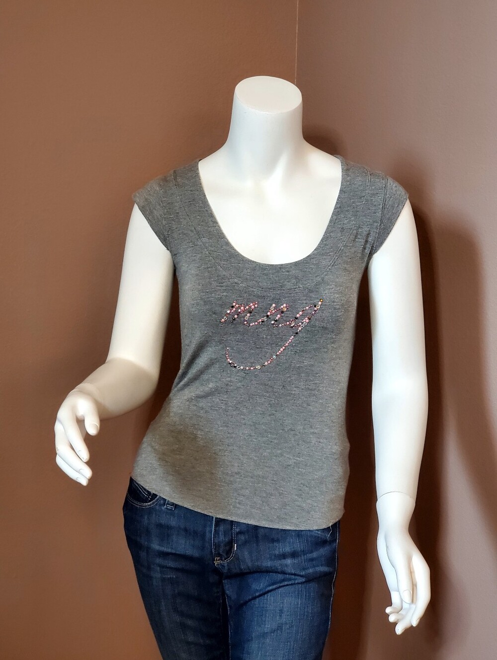 MANGO MNG Y2K Heather Gray Knit Shirt US XS